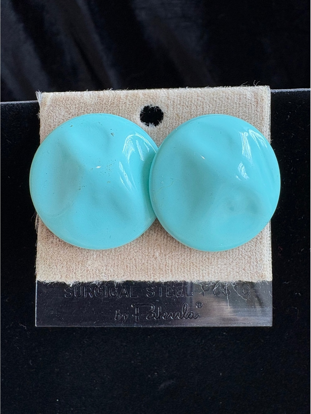 Set of Three Pairs of Fashion Earrings: Blue Surgical Steel Studs, Gold Wrapped